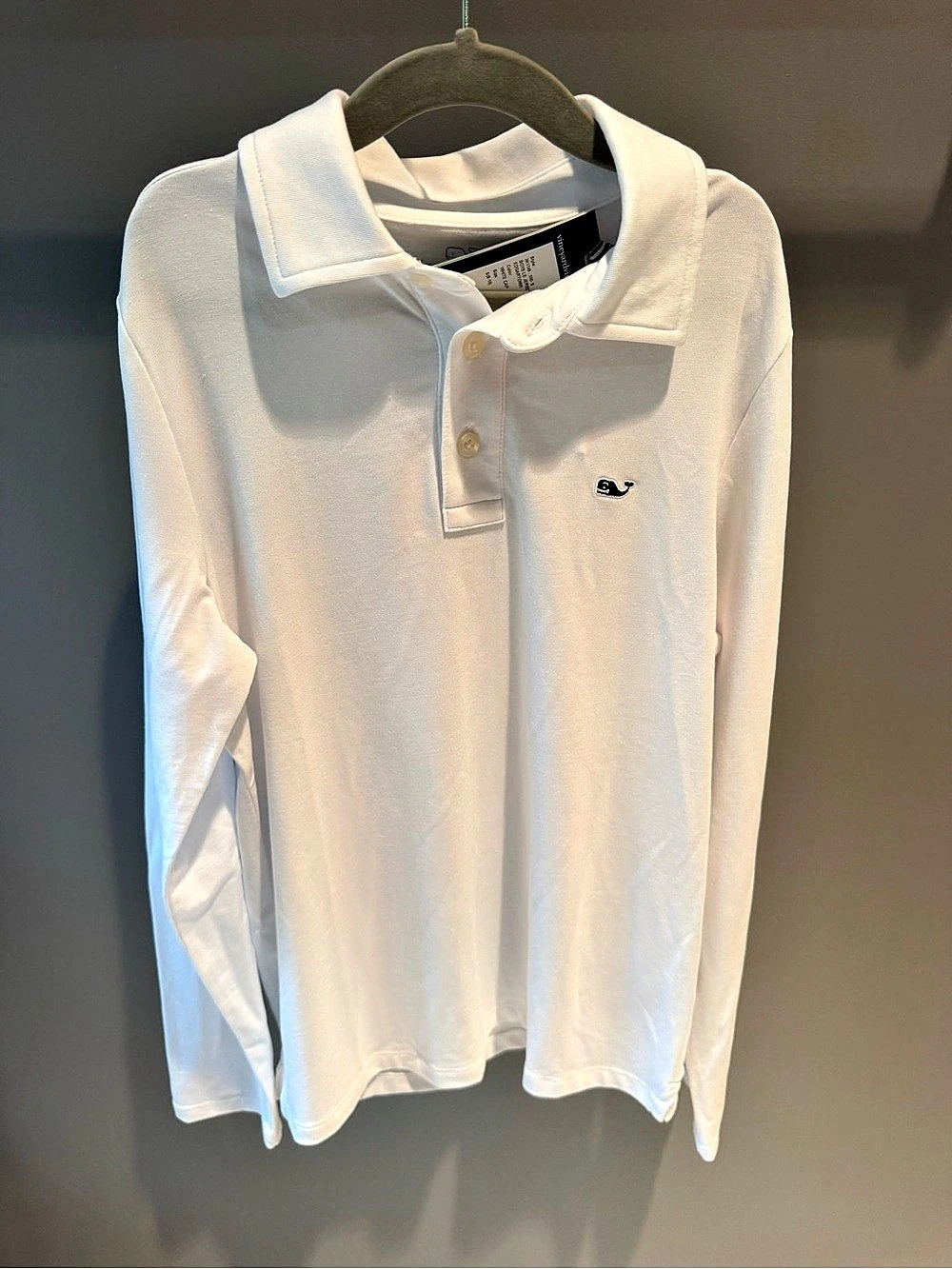 NWT Vineyard Vines Boys Edgartown Long Sleeve Polo White S 8-10